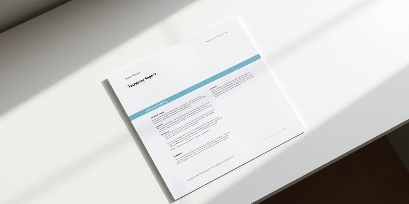 A technical survey report document on a clean surface, representing documented leak detection findings