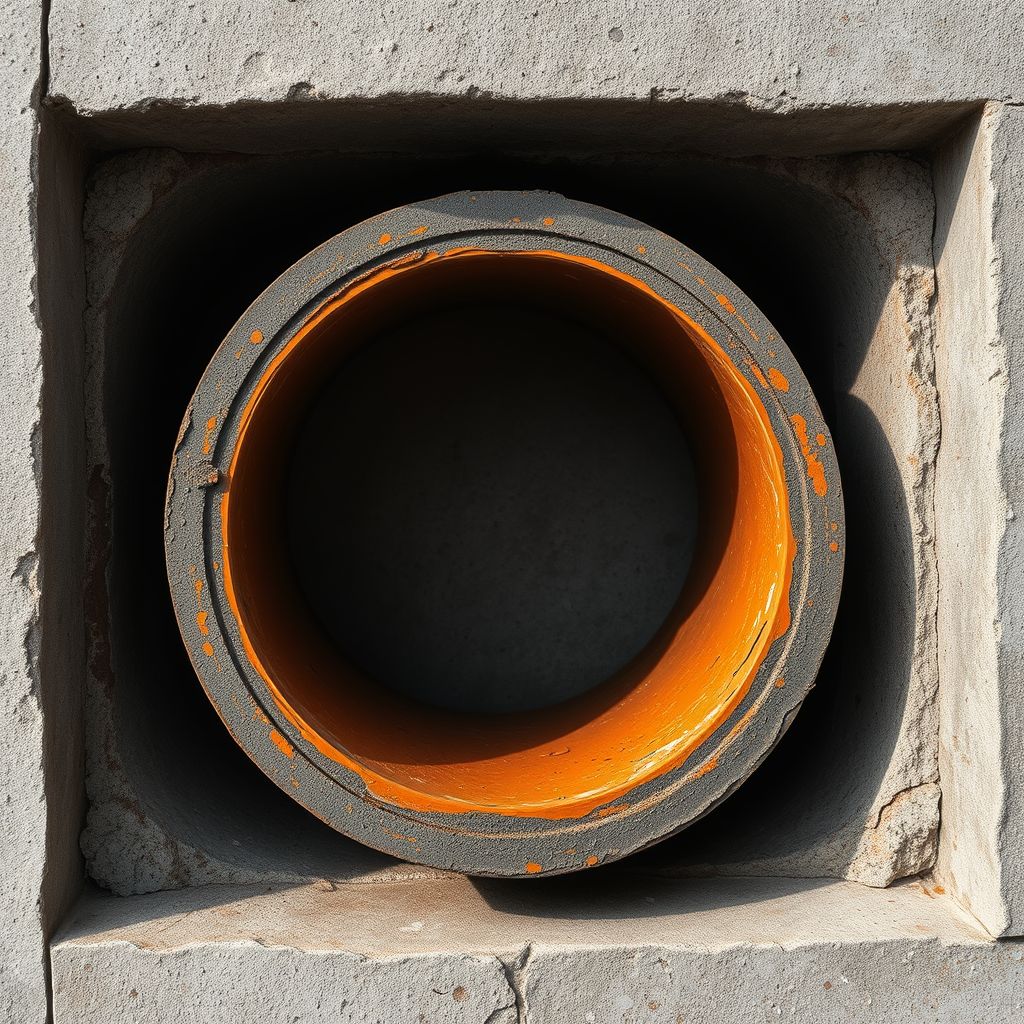 Textured pipe in concrete